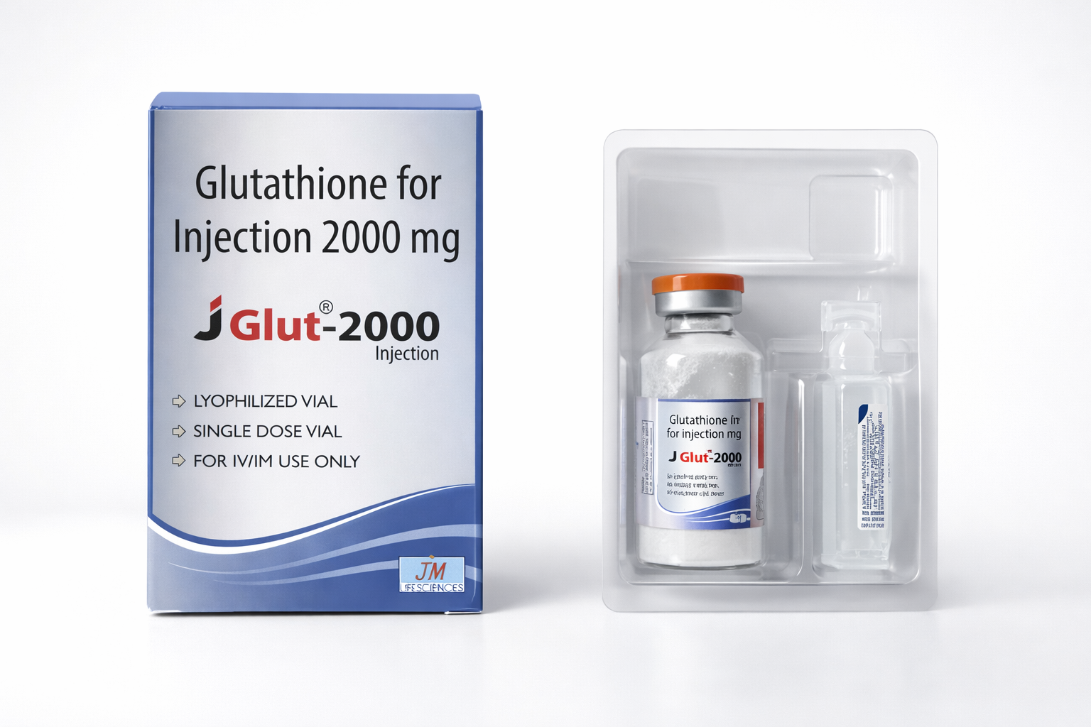 Glutathione 2000 mg Lyophilized Vial By JGlut