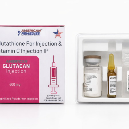 Glutathione 600 mg Lyophilized Vial & Vitamin C Vial By American Remedies